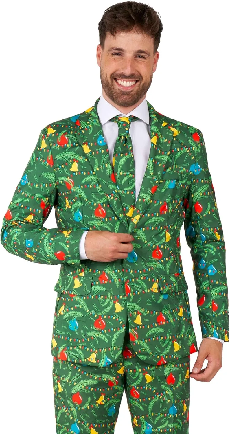 Suitmeister Men's Christmas Suit - Real Light Up Festive Outfit Slim Fit