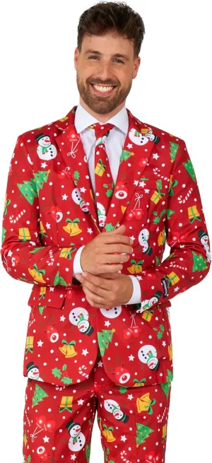 Suitmeister Men's Christmas Suit - Real Light Up Festive Outfit Slim Fit