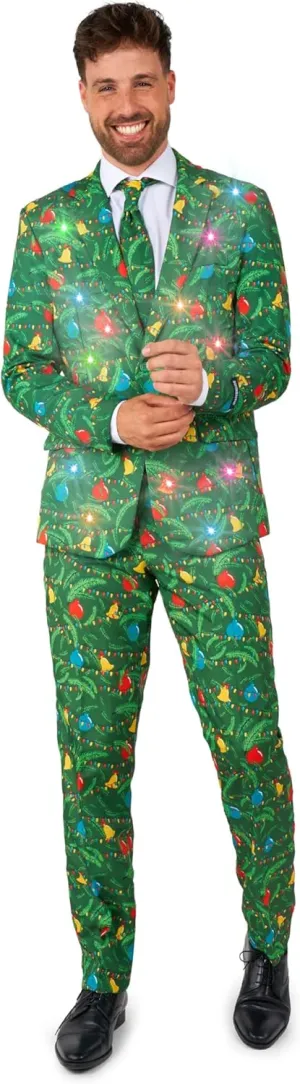 Suitmeister Men's Christmas Suit - Real Light Up Festive Outfit Slim Fit