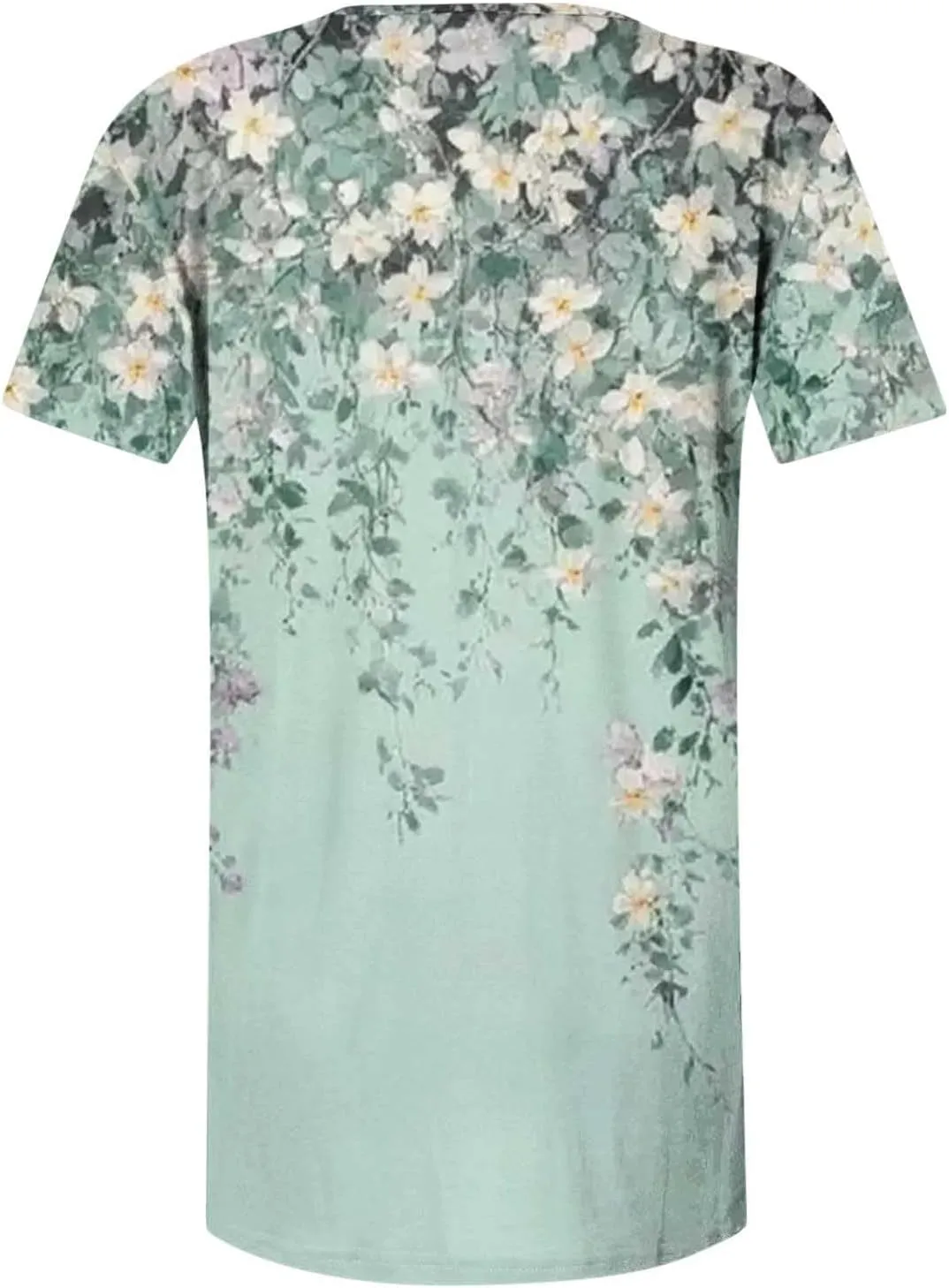 Summer Tops for Women 2025 Trendy Boho Floral Print Tunic Shirts Short Sleeve Button v Neck Tshirt Casual Loose Blouse
