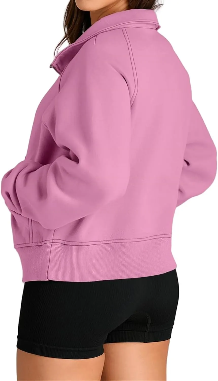 Sweatshirts for Women Half Zip Up Casual Hoodies Loose Thicked Shirts Long Sleeve Solid Tops Y2K Outfits with Pockets