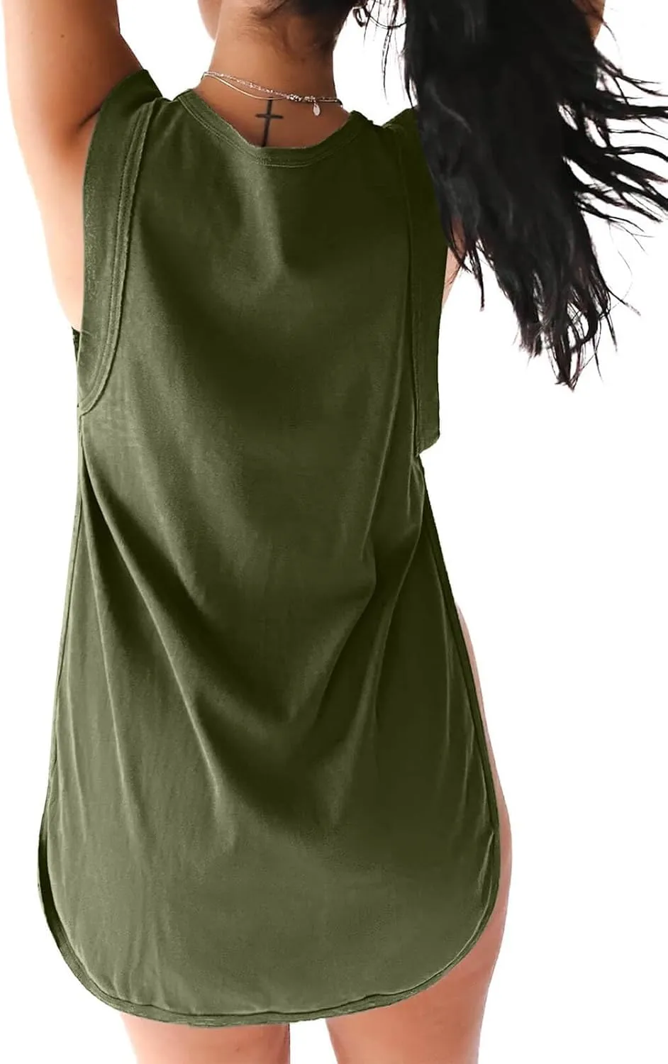 Tankaneo Womens Summer Workout Tank Tops Cotton Side Slit Sleeveless Shirts Oversized Casual Yoga Gym Tees