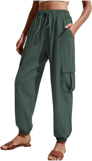 TARIENDY Light Weight Pants for Women Women's Elastic Drawstring Trousers Workout Casual Outfits high Waist Cargo Pants