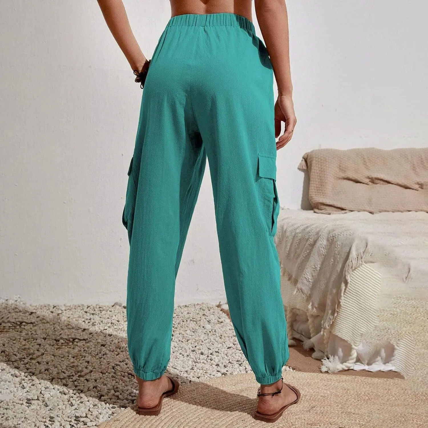 TARIENDY Light Weight Pants for Women Women's Elastic Drawstring Trousers Workout Casual Outfits high Waist Cargo Pants