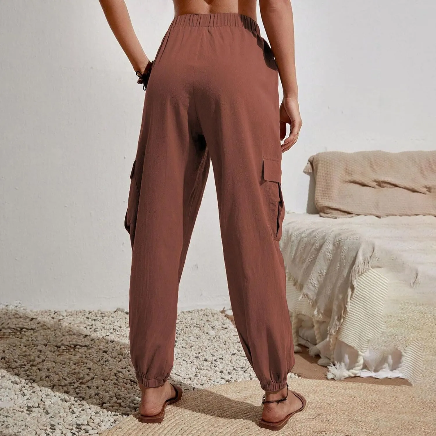 TARIENDY Light Weight Pants for Women Women's Elastic Drawstring Trousers Workout Casual Outfits high Waist Cargo Pants