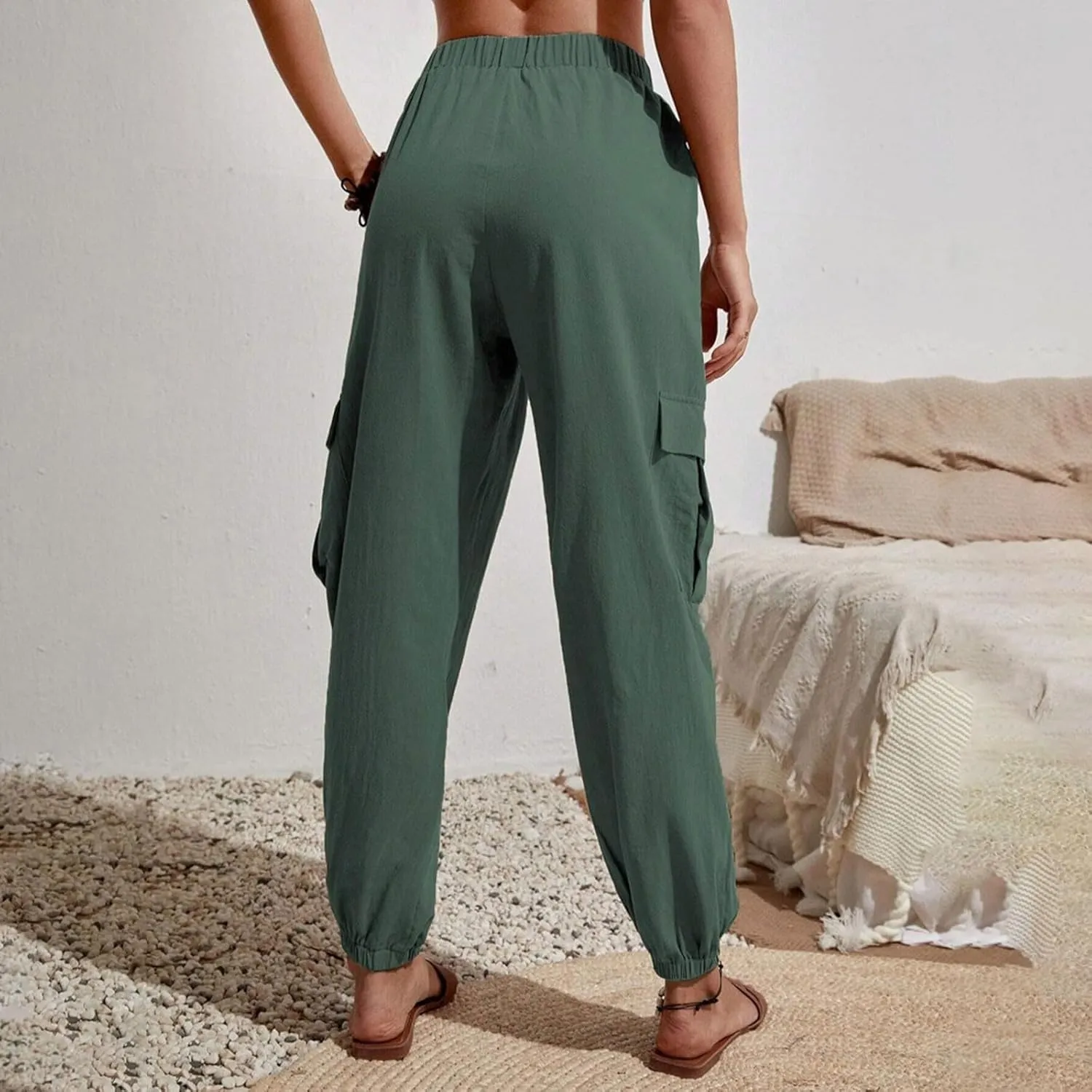 TARIENDY Light Weight Pants for Women Women's Elastic Drawstring Trousers Workout Casual Outfits high Waist Cargo Pants