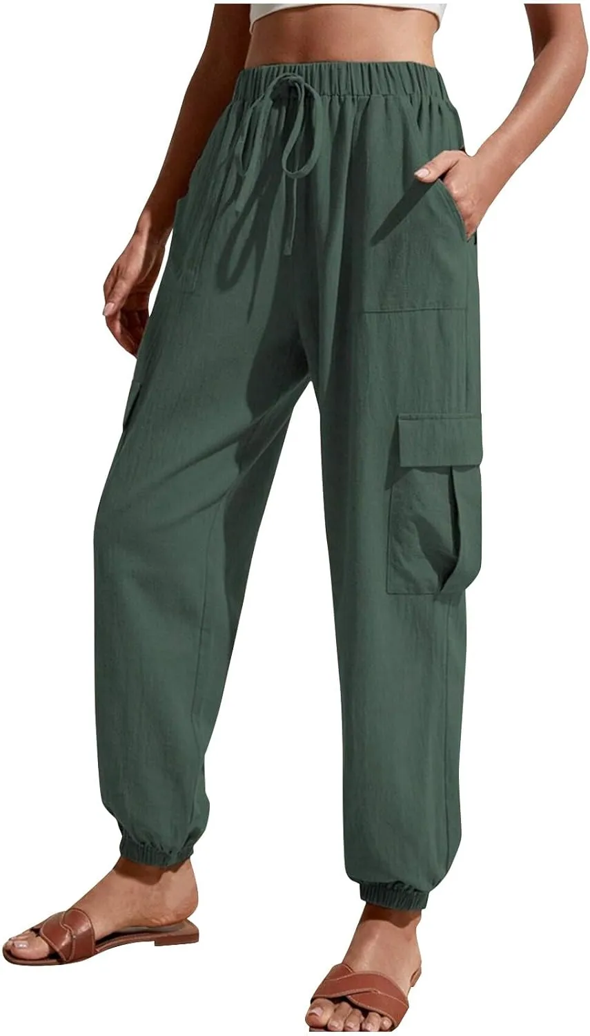 TARIENDY Light Weight Pants for Women Women's Elastic Drawstring Trousers Workout Casual Outfits high Waist Cargo Pants
