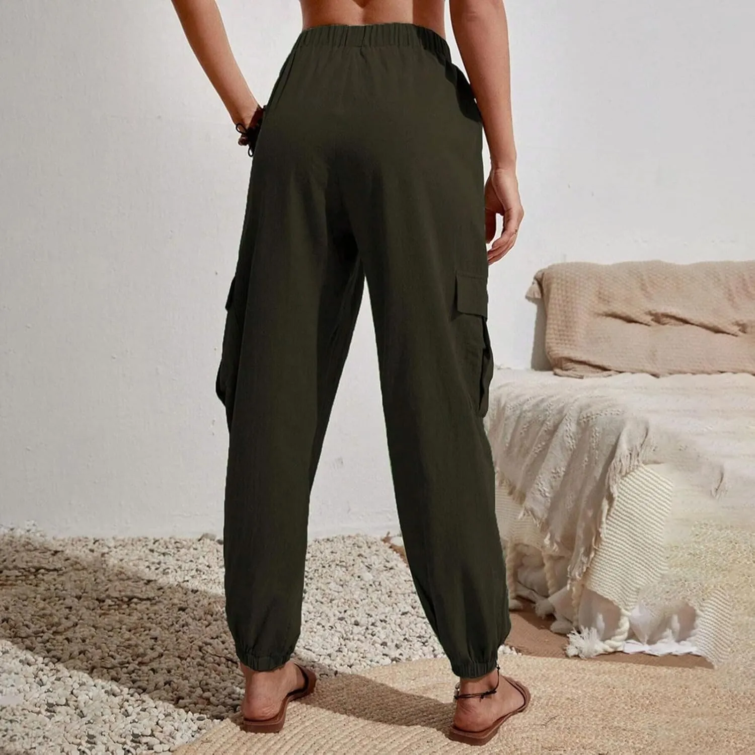 TARIENDY Light Weight Pants for Women Women's Elastic Drawstring Trousers Workout Casual Outfits high Waist Cargo Pants