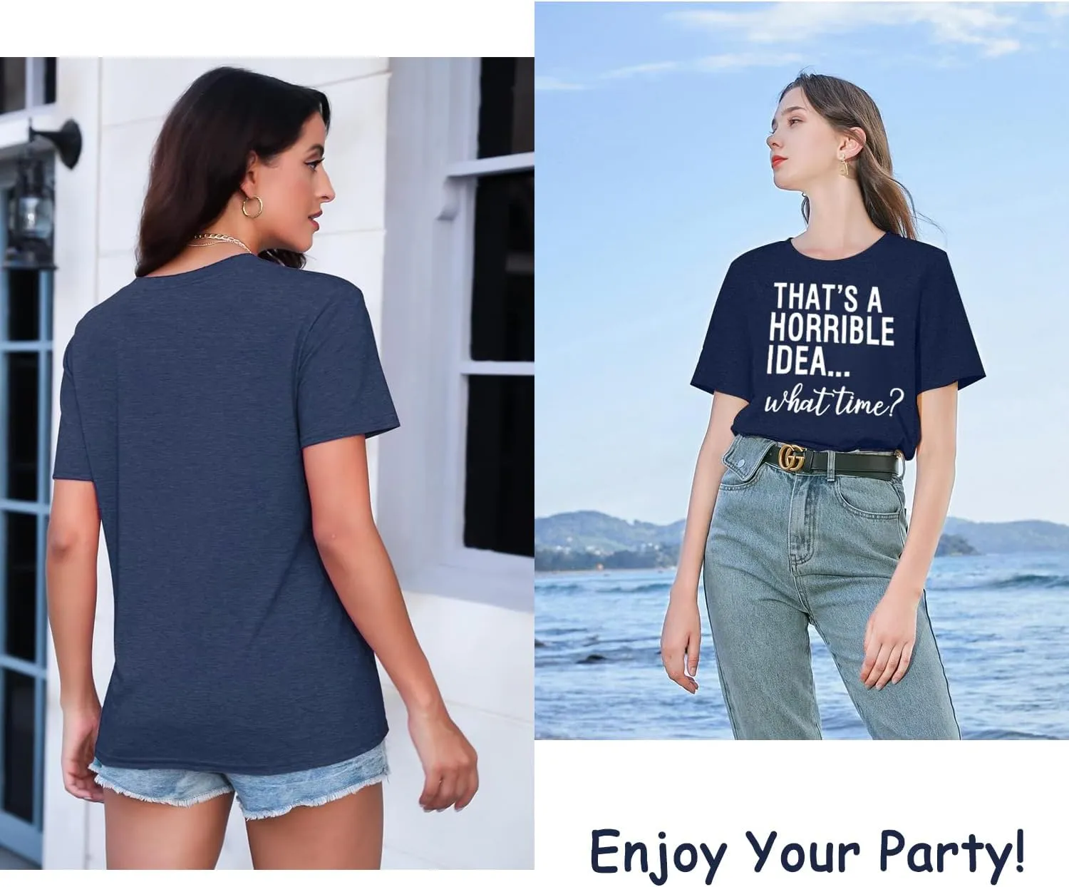 Thats A Horrible Idea What Time T Shirt Womens Cute Funny Saying Letter Print Party Shirt Graphic Tee Tops