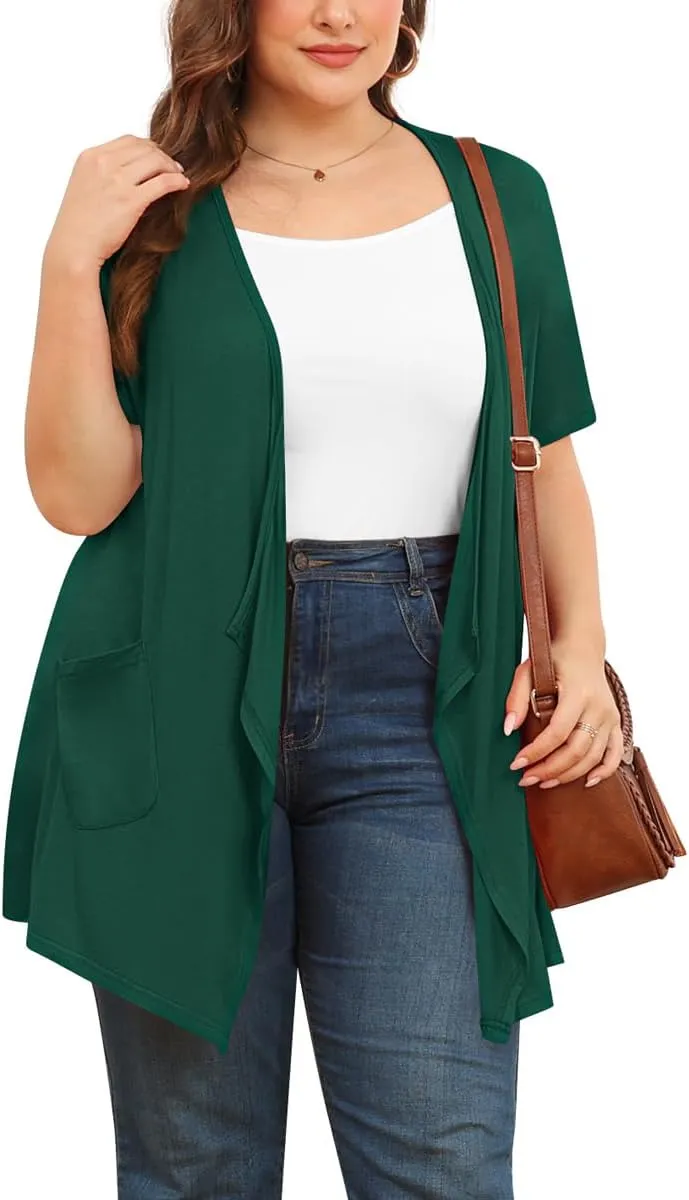 TIANZHU Plus Size Cardigan for Women Lightweight Short Sleeve Summer Dressy Light Cardigan