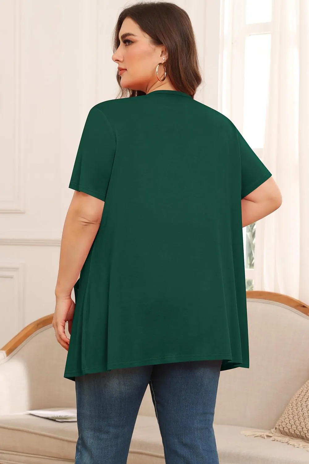 TIANZHU Plus Size Cardigan for Women Lightweight Short Sleeve Summer Dressy Light Cardigan