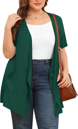 TIANZHU Plus Size Cardigan for Women Lightweight Short Sleeve Summer Dressy Light Cardigan