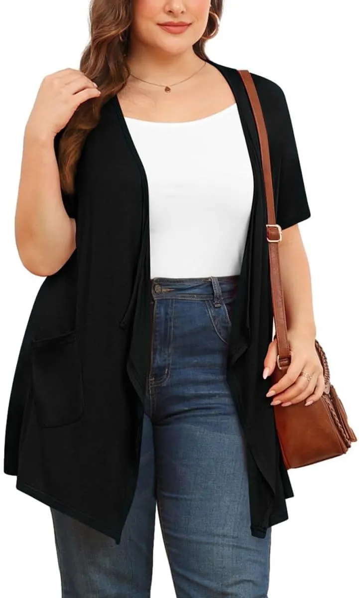 TIANZHU Plus Size Cardigan for Women Lightweight Short Sleeve Summer Dressy Light Cardigan