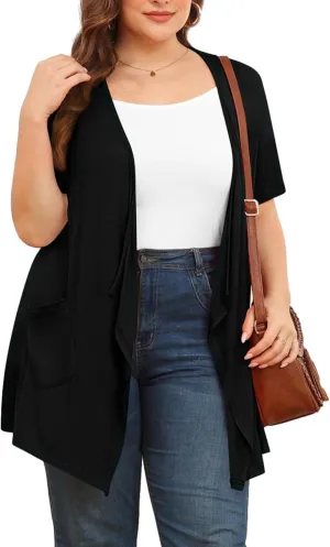 TIANZHU Plus Size Cardigan for Women Lightweight Short Sleeve Summer Dressy Light Cardigan