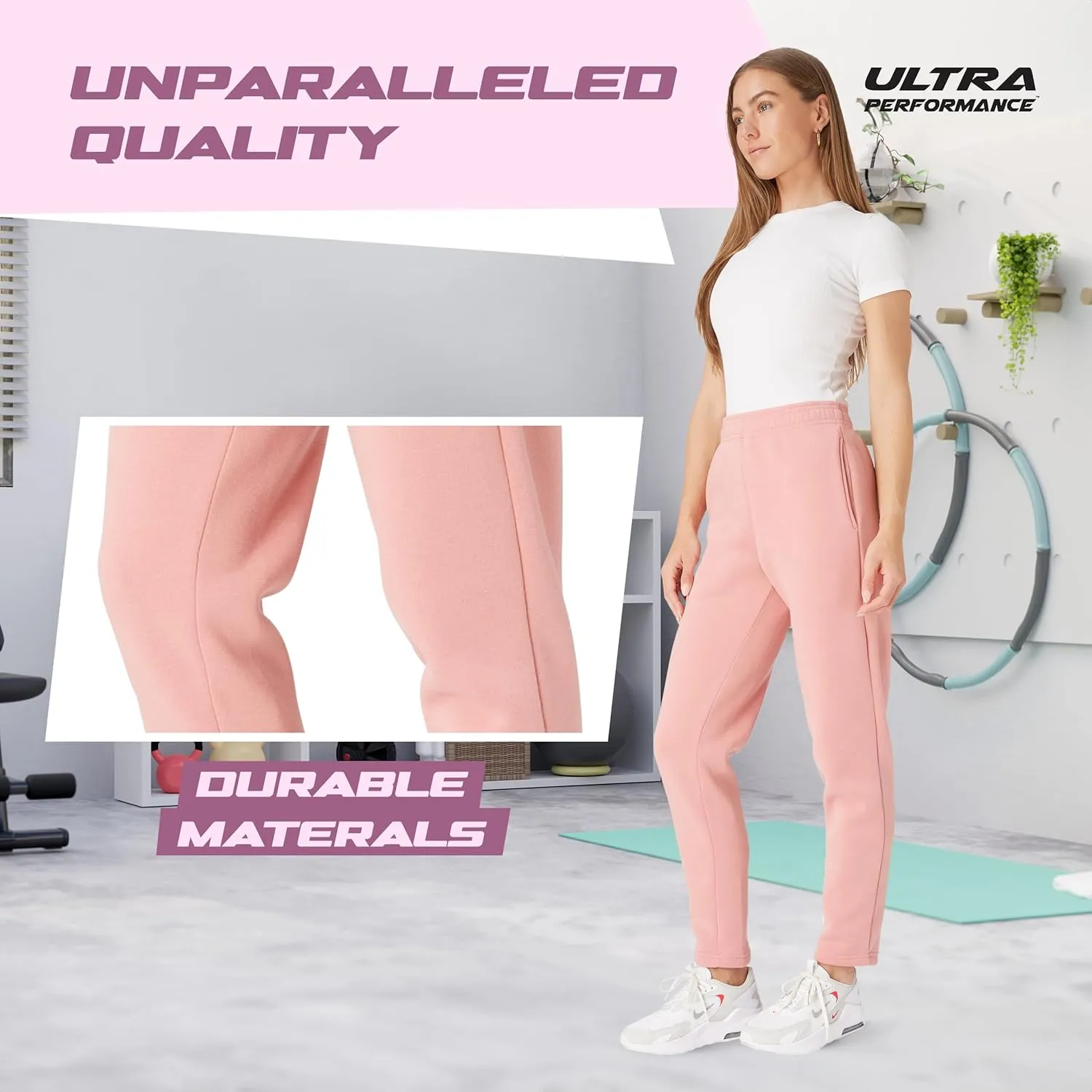 Ultra Performance Womens Sweatpants Open Bottom Sweat Pants for Women, 3 Pack Lounge Pants Women (Plus Size)