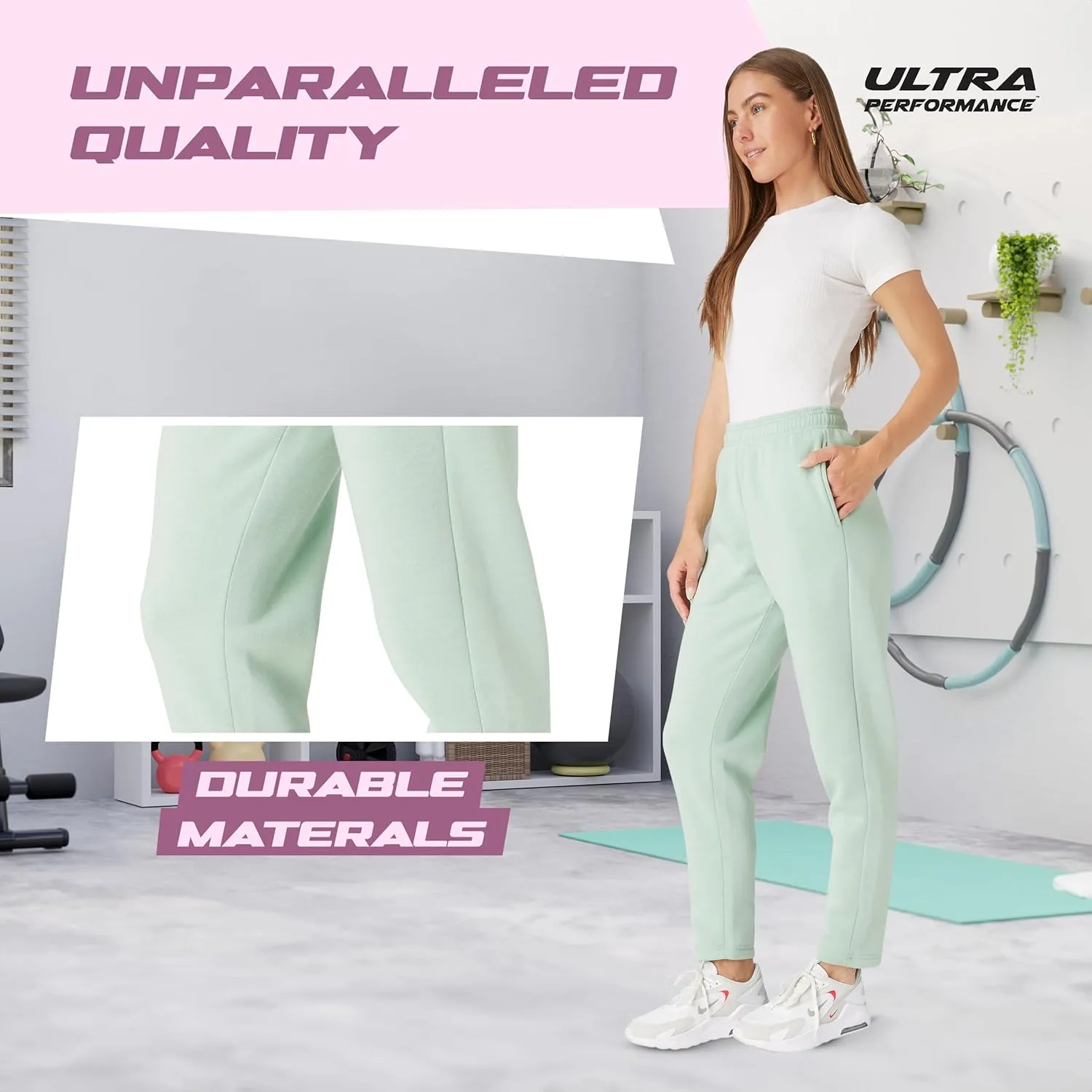 Ultra Performance Womens Sweatpants Open Bottom Sweat Pants for Women, 3 Pack Lounge Pants Women (Plus Size)