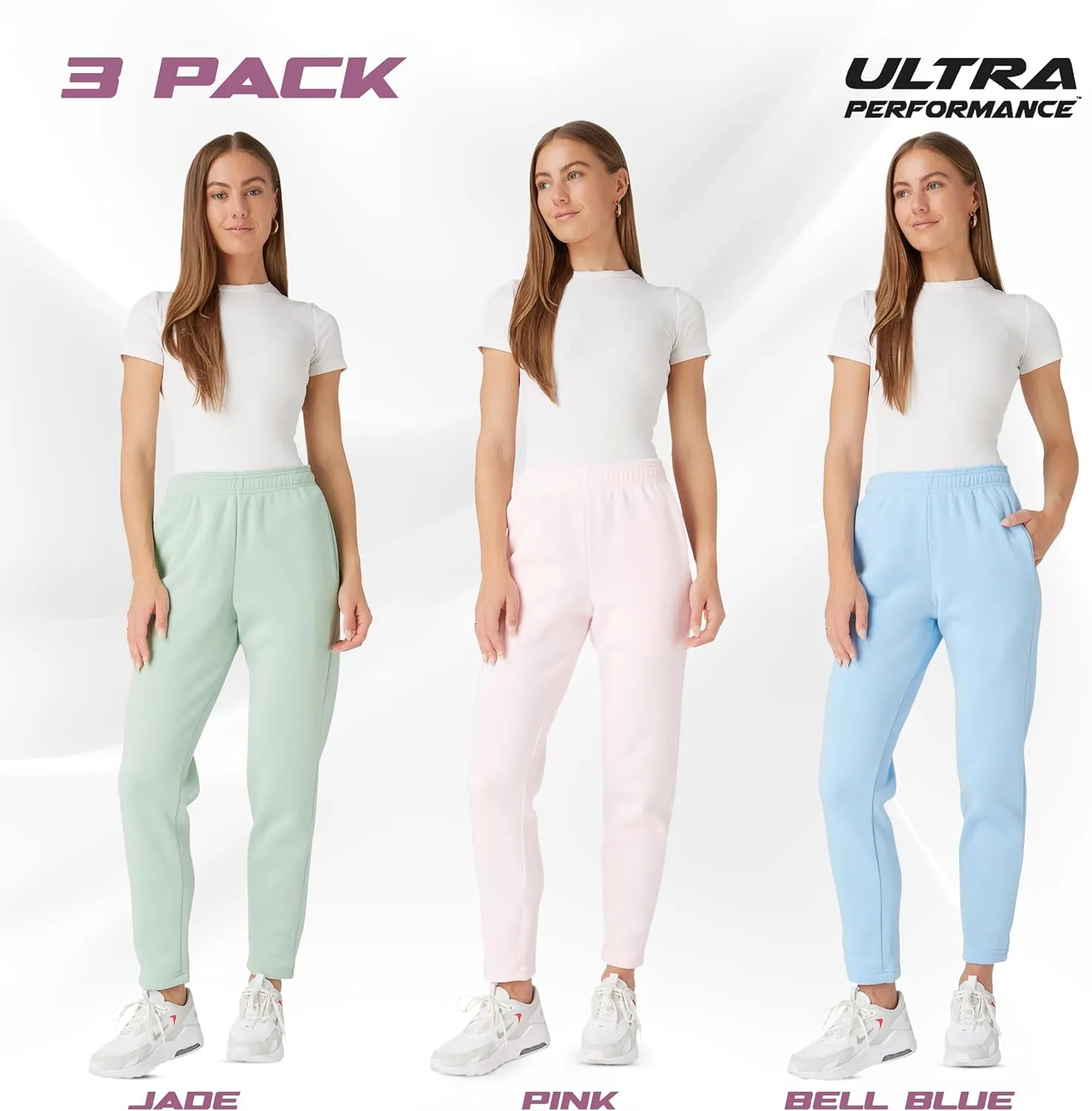 Ultra Performance Womens Sweatpants Open Bottom Sweat Pants for Women, 3 Pack Lounge Pants Women (Plus Size)