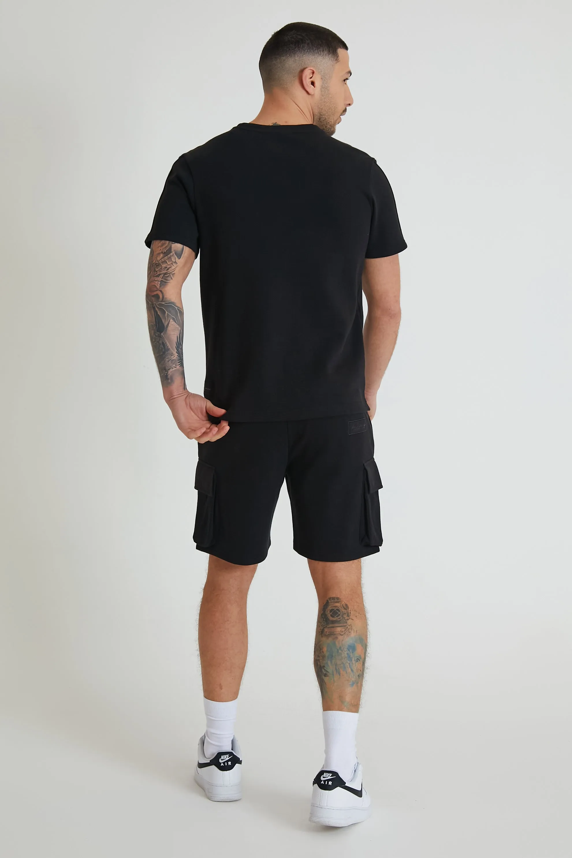 Ultra premium pique contrast panel top in Black