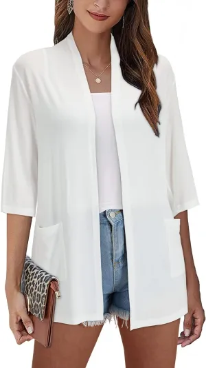 ULTRANICE Cardigan for Women Lightweight Summer Sweaters 2024 Fashion Casual Tops Beach Coverup Open Front with Pockets