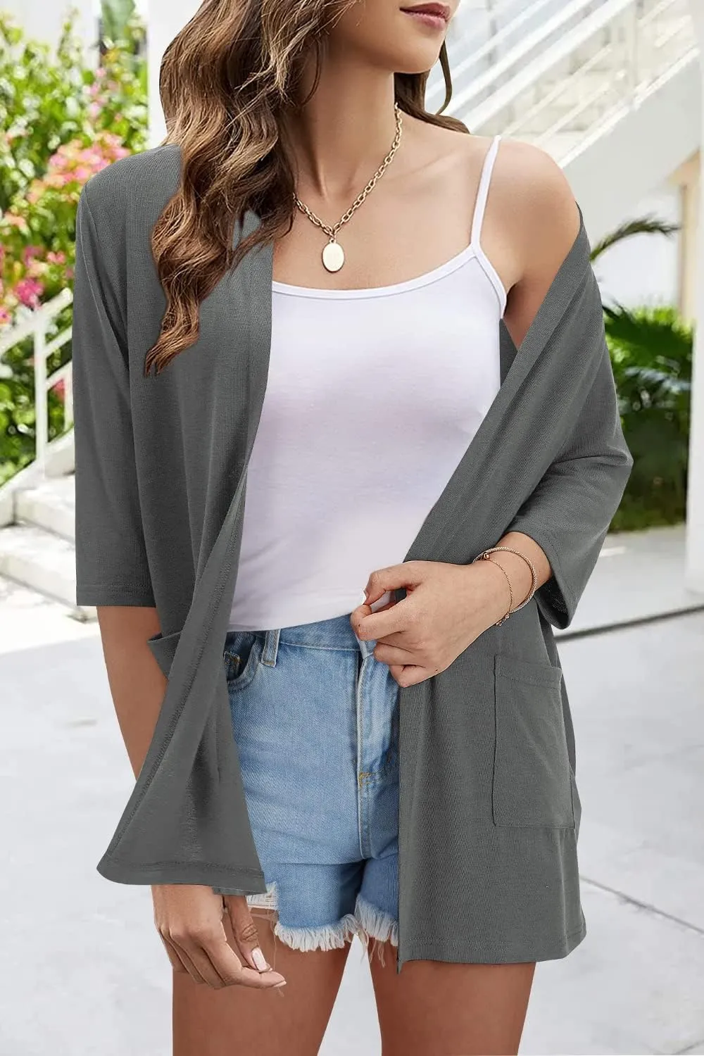 ULTRANICE Cardigan for Women Lightweight Summer Sweaters 2024 Fashion Casual Tops Beach Coverup Open Front with Pockets