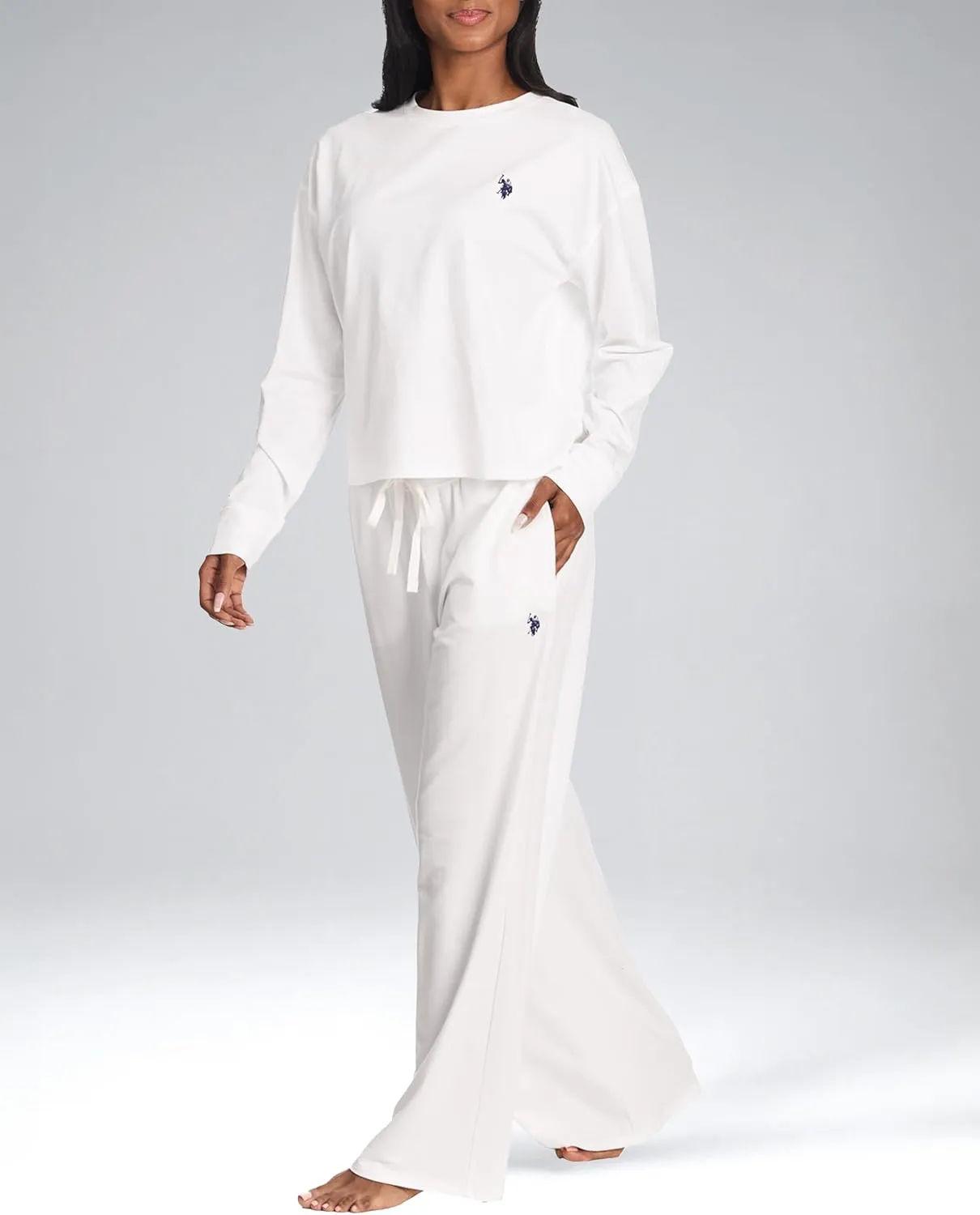 U.S. Polo Assn. Lounge Sets for Women, Tracksuit Sets for Women 2 Piece with Top and Wide Leg Sweatpants for Spring