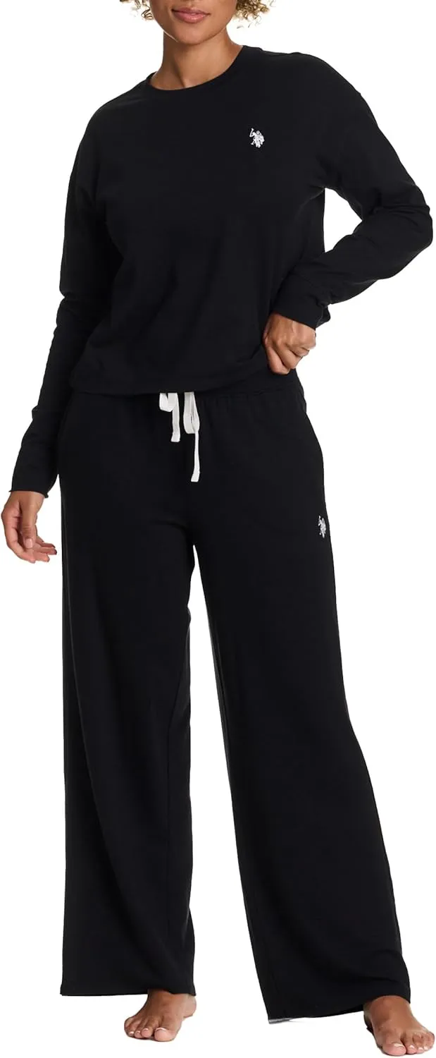 U.S. Polo Assn. Lounge Sets for Women, Tracksuit Sets for Women 2 Piece with Top and Wide Leg Sweatpants for Spring
