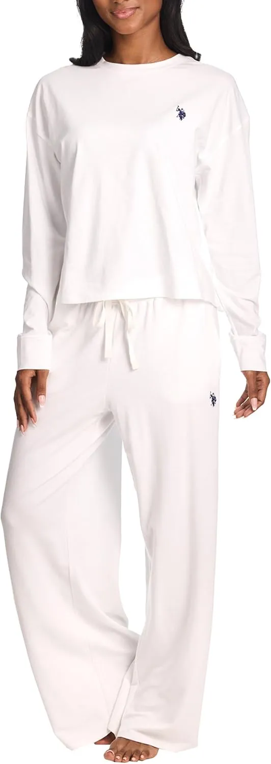 U.S. Polo Assn. Lounge Sets for Women, Tracksuit Sets for Women 2 Piece with Top and Wide Leg Sweatpants for Spring