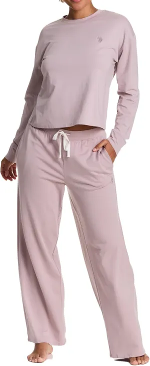 U.S. Polo Assn. Lounge Sets for Women, Tracksuit Sets for Women 2 Piece with Top and Wide Leg Sweatpants for Spring