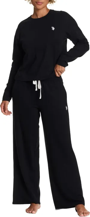 U.S. Polo Assn. Lounge Sets for Women, Tracksuit Sets for Women 2 Piece with Top and Wide Leg Sweatpants for Spring