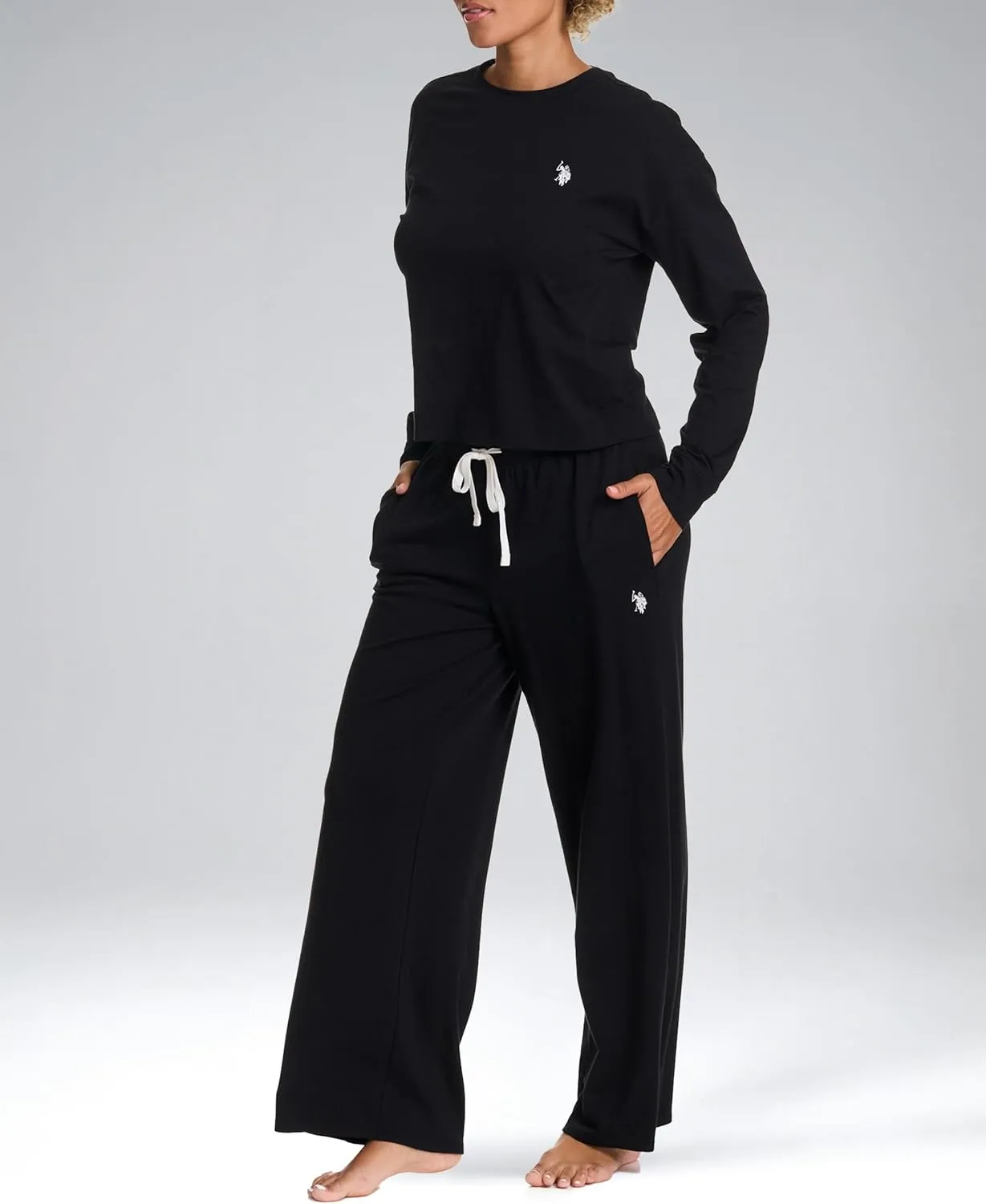 U.S. Polo Assn. Lounge Sets for Women, Tracksuit Sets for Women 2 Piece with Top and Wide Leg Sweatpants for Spring