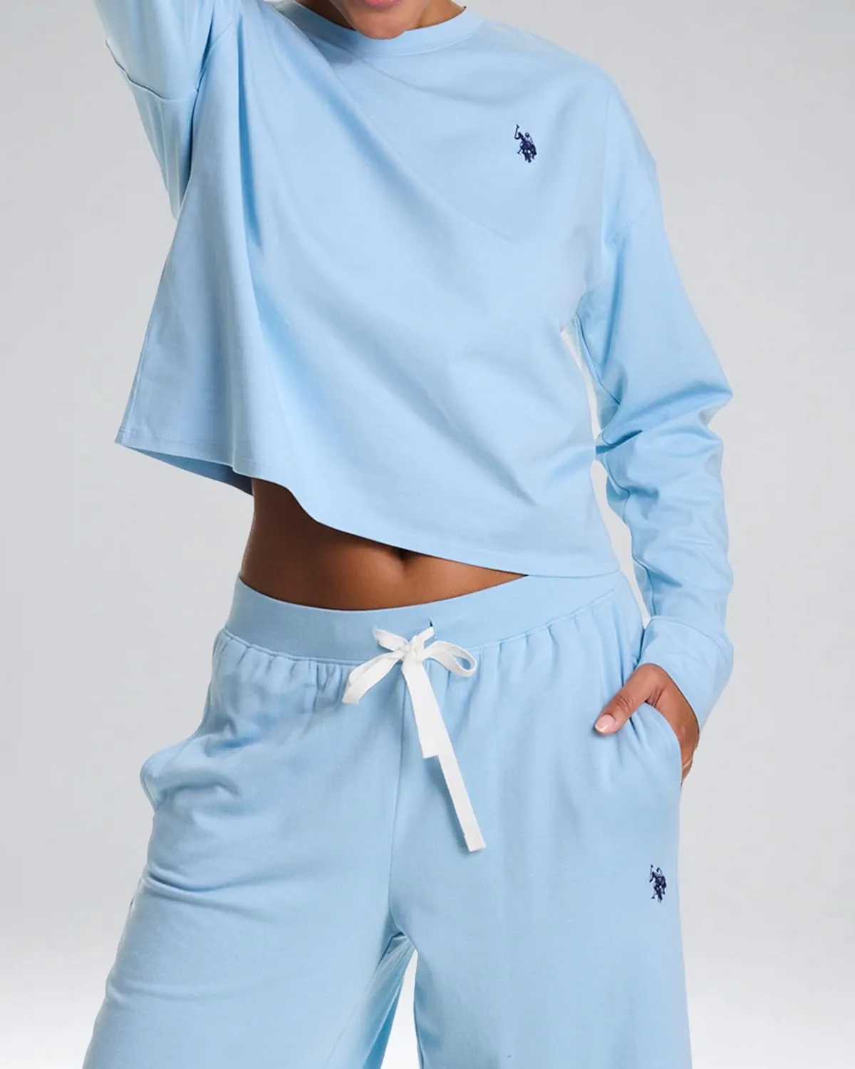 U.S. Polo Assn. Lounge Sets for Women, Tracksuit Sets for Women 2 Piece with Top and Wide Leg Sweatpants for Spring