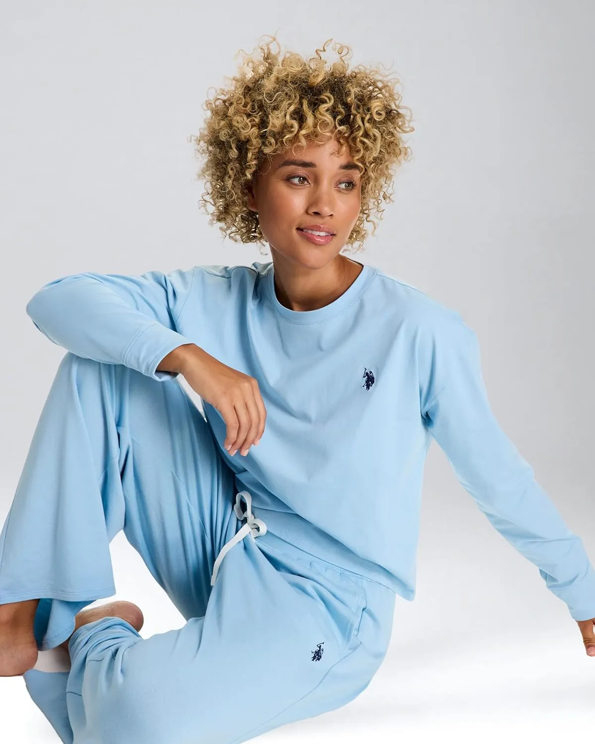 U.S. Polo Assn. Lounge Sets for Women, Tracksuit Sets for Women 2 Piece with Top and Wide Leg Sweatpants for Spring