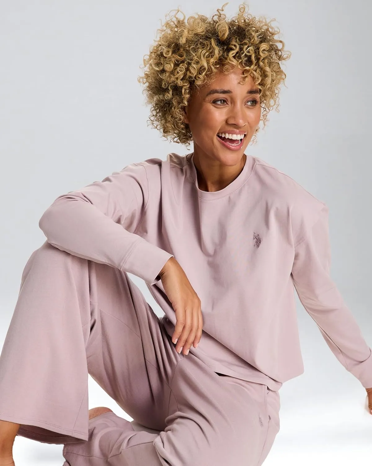 U.S. Polo Assn. Lounge Sets for Women, Tracksuit Sets for Women 2 Piece with Top and Wide Leg Sweatpants for Spring