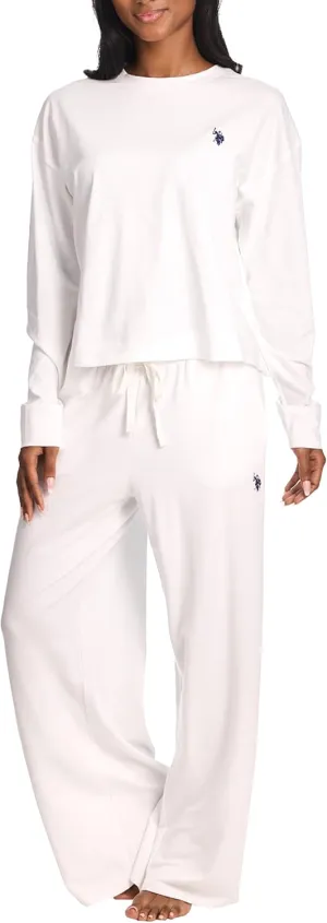U.S. Polo Assn. Lounge Sets for Women, Tracksuit Sets for Women 2 Piece with Top and Wide Leg Sweatpants for Spring