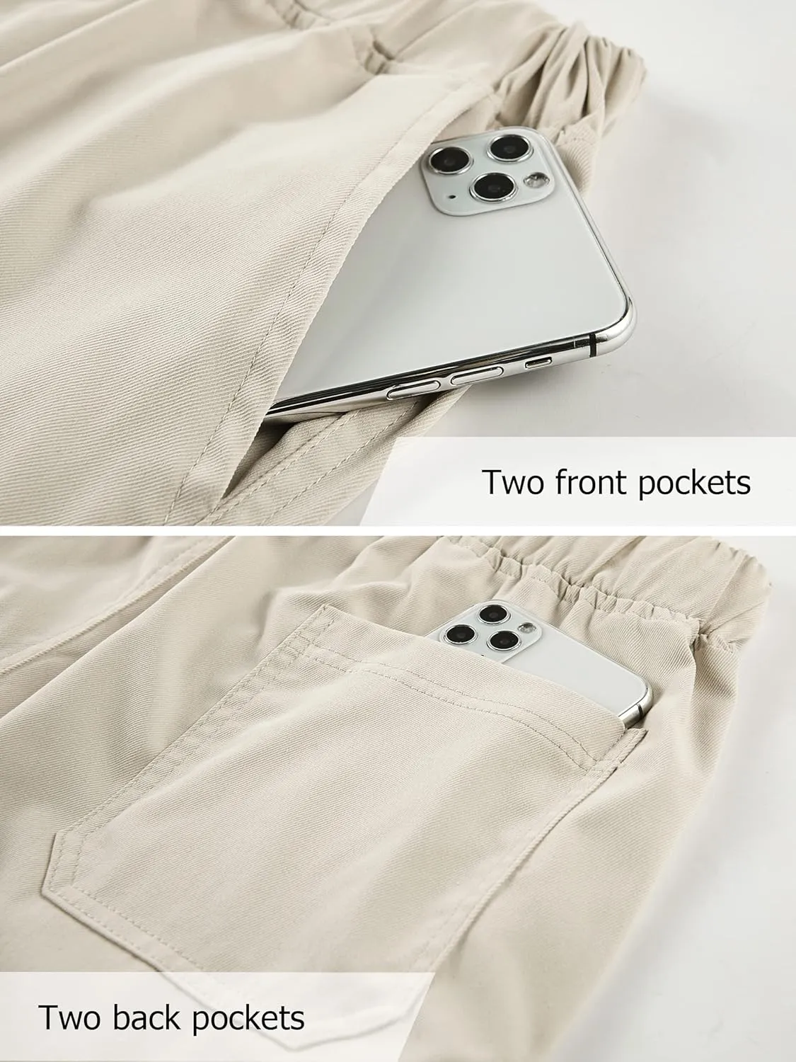 Vcansion Women's Casual Elastic Waist Drawstring Relaxed Fit Multi-Pockets Cotton Cargo Shorts