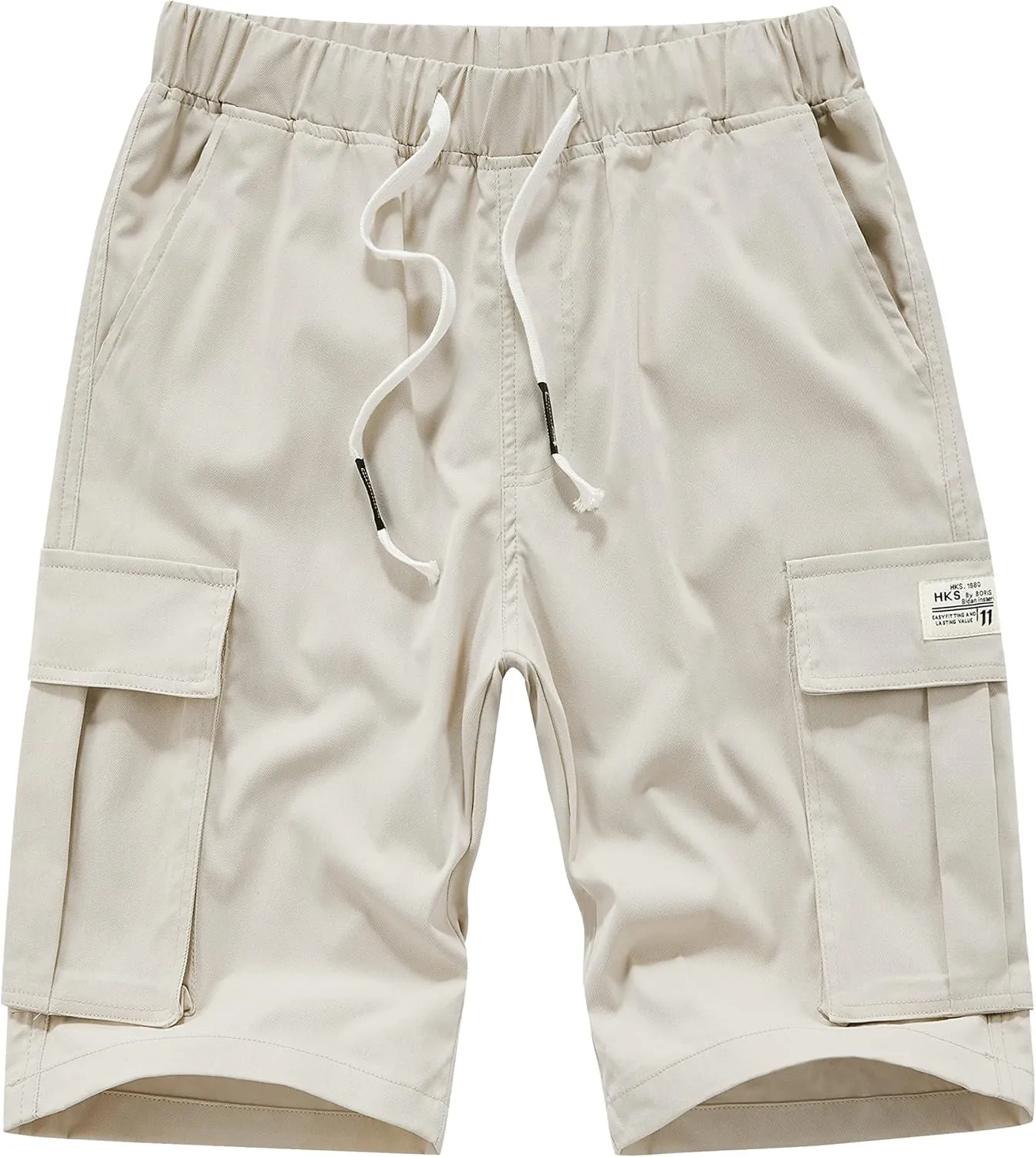 Vcansion Women's Casual Elastic Waist Drawstring Relaxed Fit Multi-Pockets Cotton Cargo Shorts