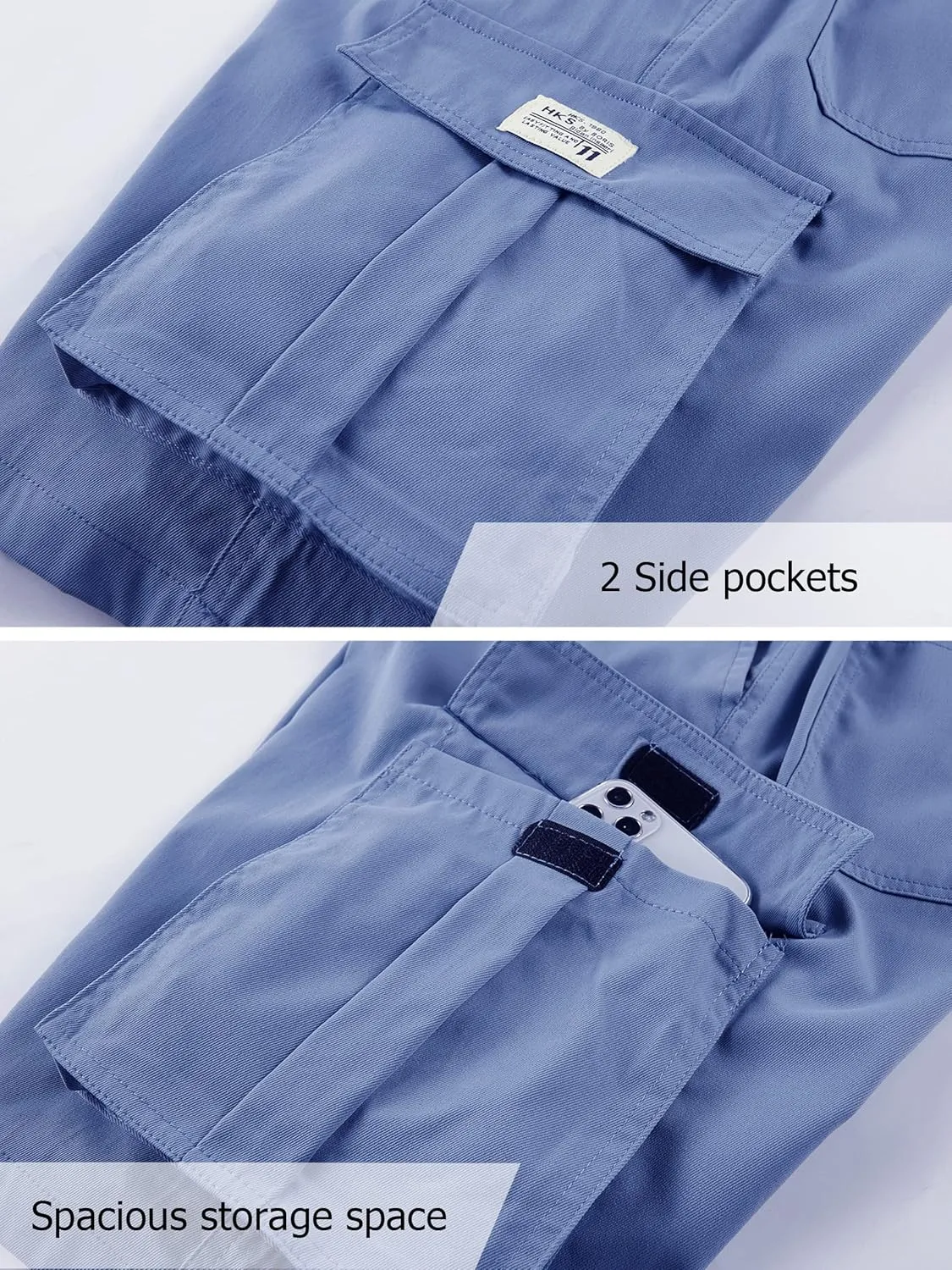 Vcansion Women's Casual Elastic Waist Drawstring Relaxed Fit Multi-Pockets Cotton Cargo Shorts