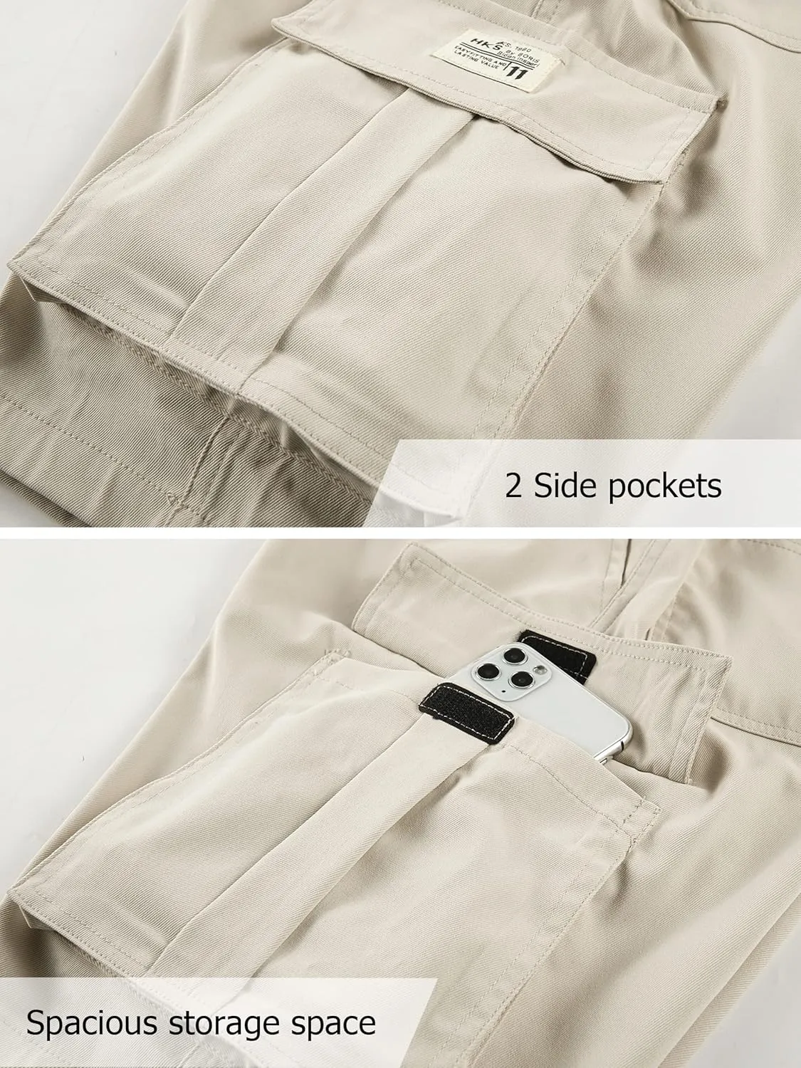 Vcansion Women's Casual Elastic Waist Drawstring Relaxed Fit Multi-Pockets Cotton Cargo Shorts