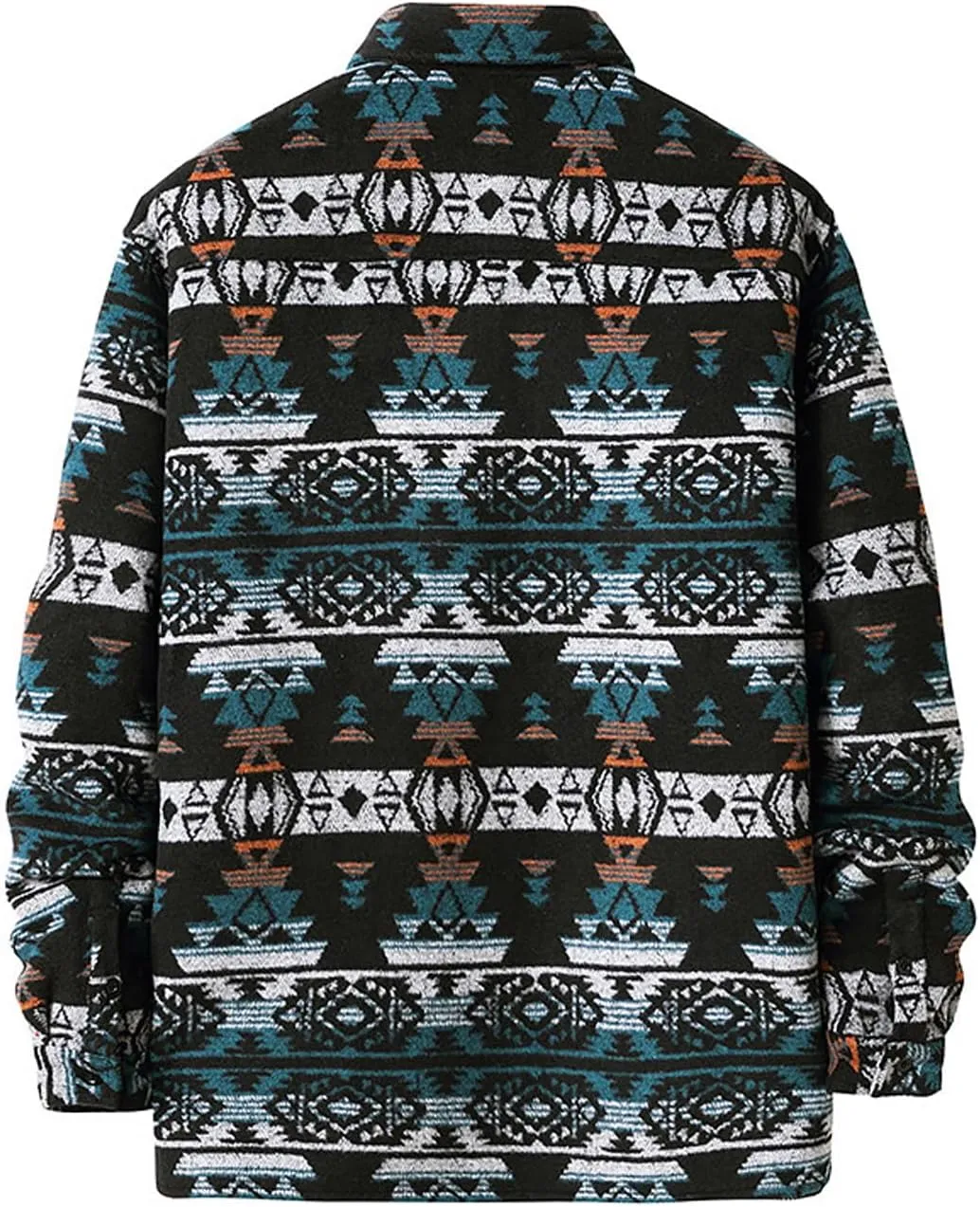VIEWON Men's Casual Print Button Down Woolen Long Sleeve Lightweight Lapel Western Shacket Jacket Coat