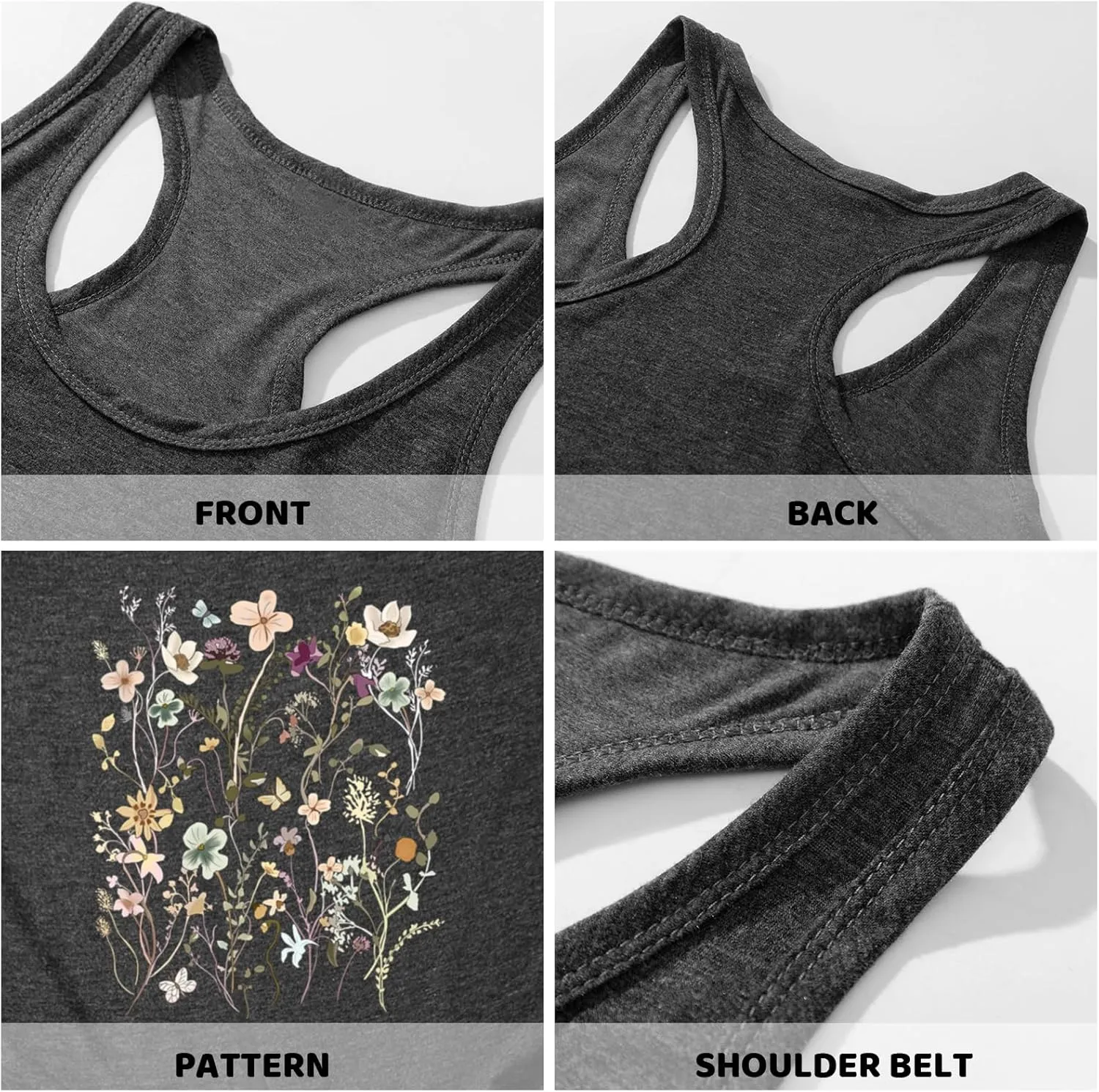 Vintage Floral Flower Tank Tops for Women Boho Wildflowers Graphic Tees Botanical Vest Casual Sleeveless Shirts Tops