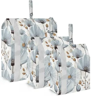 Watercolor Light Blue Flowers Packing Cubes for Travel 3 Set Luggage Packing Cubes Luggage Cubes for Packing Compression