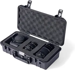 Waterproof Hard Storage Case For Canon EOS Rebel T7 DSLR Camera with EF18-55mm   EF 75-300mm Lens, Camera Protective Waterproof case with Foam (Camera/18-55mm&75-300mm Lenses case)