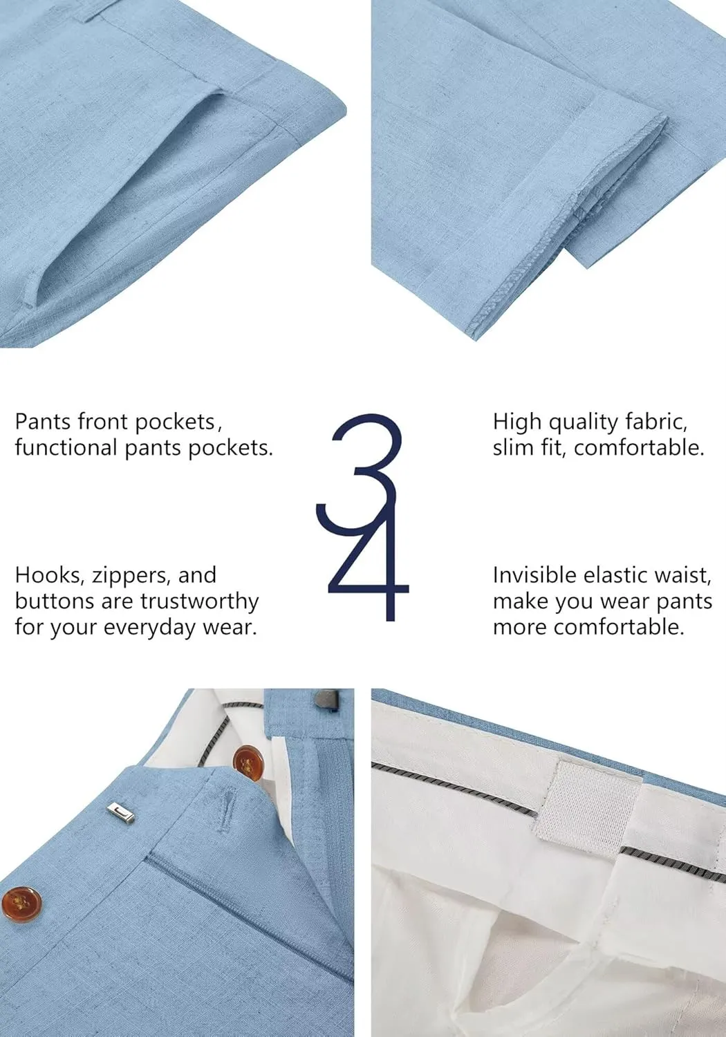 Wehilion Retro Linen Men Suit Beach Wedding Suit Summer Slim Fit 3 Pieces Light Weight Linen Suit Jacket Vest Pant Tuxedo