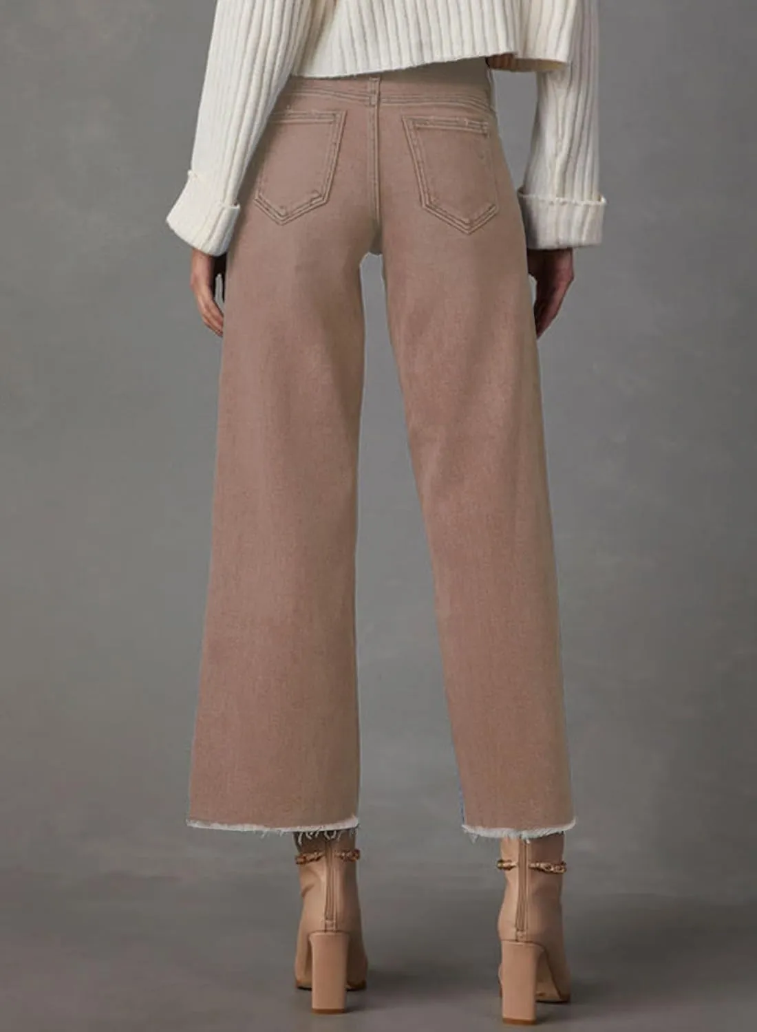 Wide Leg Jeans for Women High Waisted Cropped Boyfriend Touser Jean Casual Stretchy Flare Denim Pants