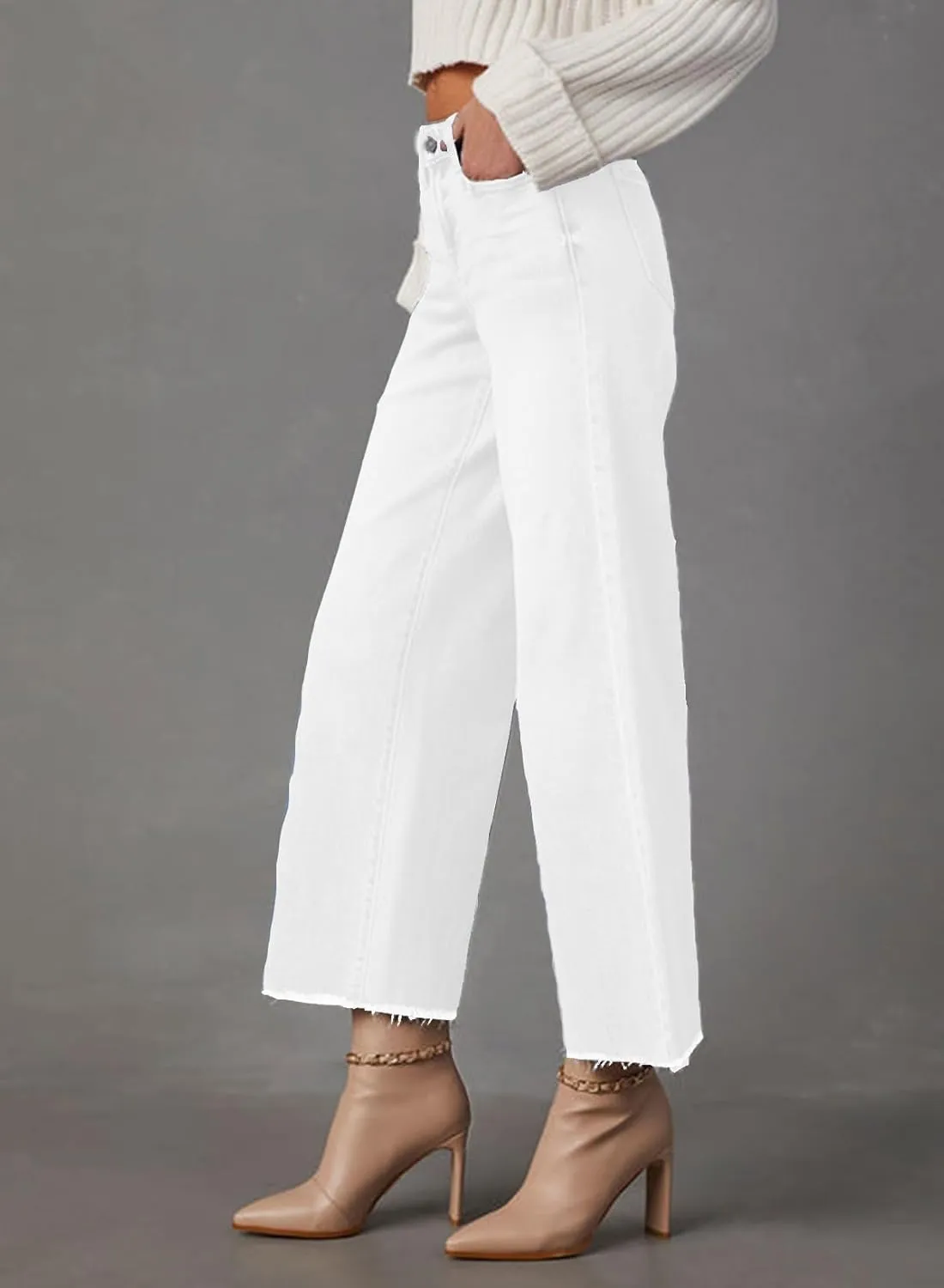 Wide Leg Jeans for Women High Waisted Cropped Boyfriend Touser Jean Casual Stretchy Flare Denim Pants