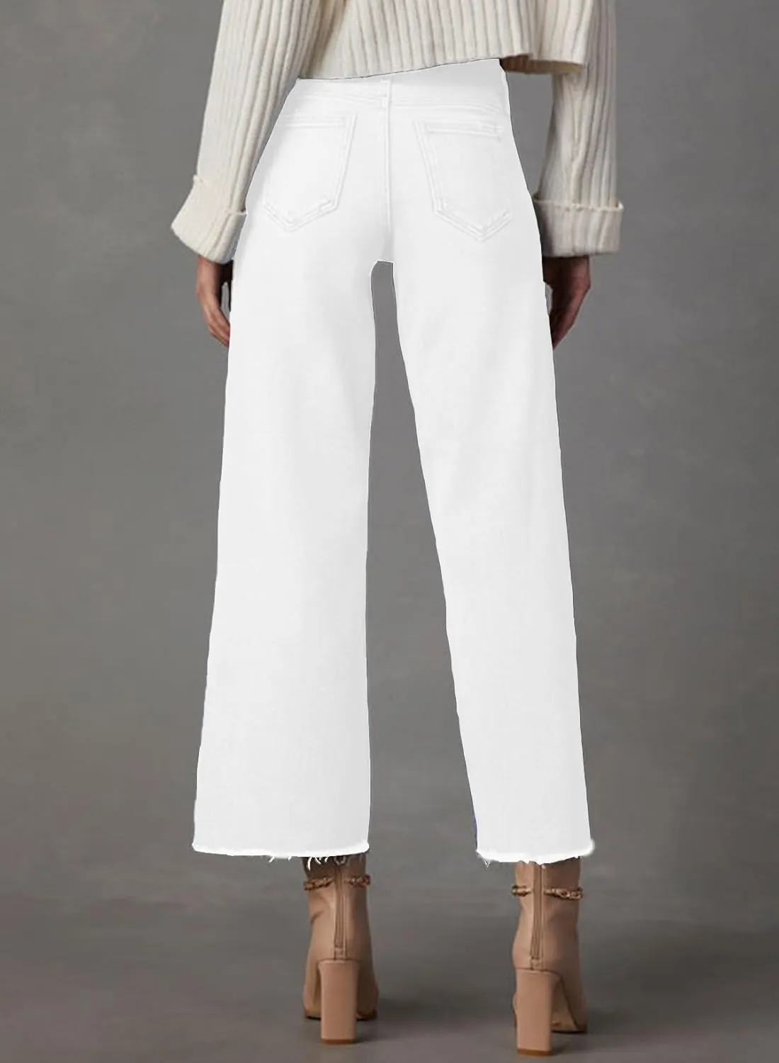 Wide Leg Jeans for Women High Waisted Cropped Boyfriend Touser Jean Casual Stretchy Flare Denim Pants
