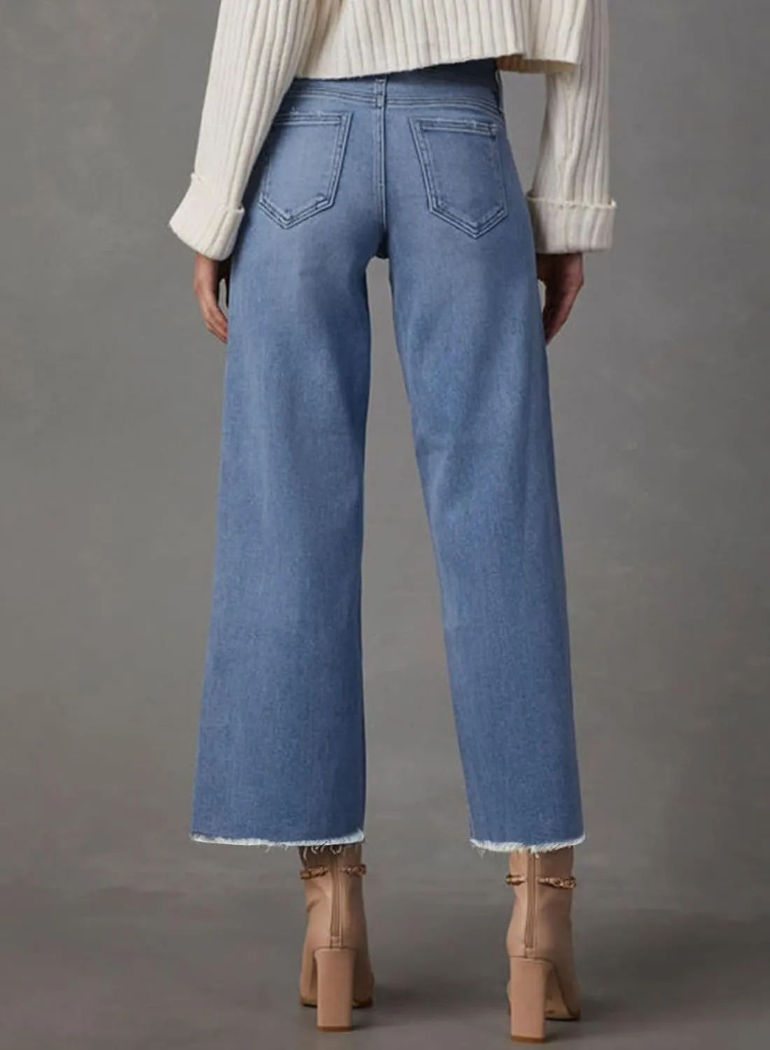 Wide Leg Jeans for Women High Waisted Cropped Boyfriend Touser Jean Casual Stretchy Flare Denim Pants