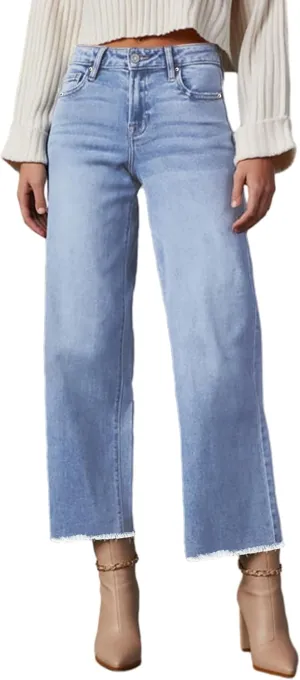 Wide Leg Jeans for Women High Waisted Cropped Boyfriend Touser Jean Casual Stretchy Flare Denim Pants