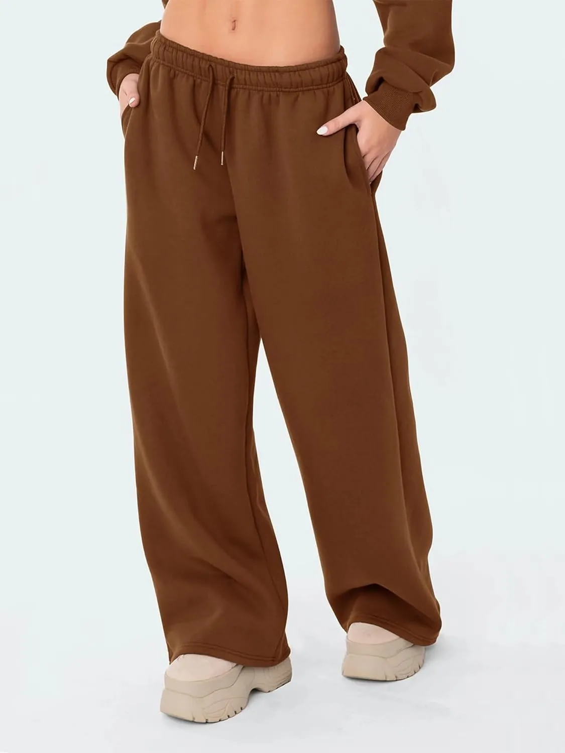 Winioder Wide Leg Sweatpants for Women Elastic High Waisted Baggy Sweat Pants Teen Girls Oversized Straight Leg Sweatpants