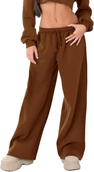 Winioder Wide Leg Sweatpants for Women Elastic High Waisted Baggy Sweat Pants Teen Girls Oversized Straight Leg Sweatpants